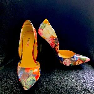 Multicolored Floral Heels